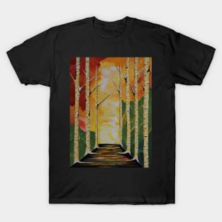 MEET Me By The Birch Trees Acrylic Painting T-Shirt